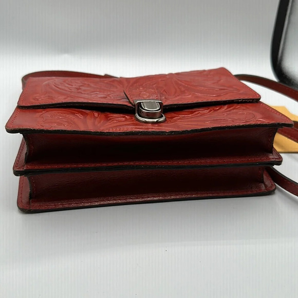 NWT PATRICIA NASH~Lanza Burnished Tooled Ochre Leather Crossbody Bag - Picture 11 of 11